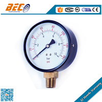 (Y-100A) Painted steel case bottom mounting pressure gauge